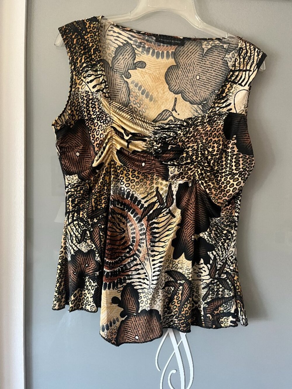 BLOUSE leopard print American Print Wear SZL Square Neck flare bottom Gorge! #31